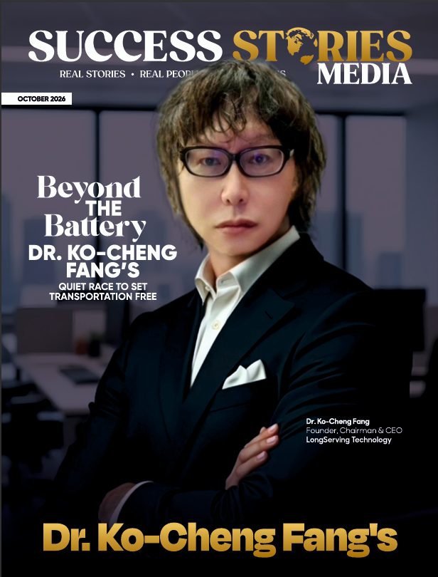 Dr. Ko-Cheng Fang featured on the Success Stories Media cover for “Beyond the Battery: Dr. Ko-Cheng Fang’s Quest to Set Transportation Free